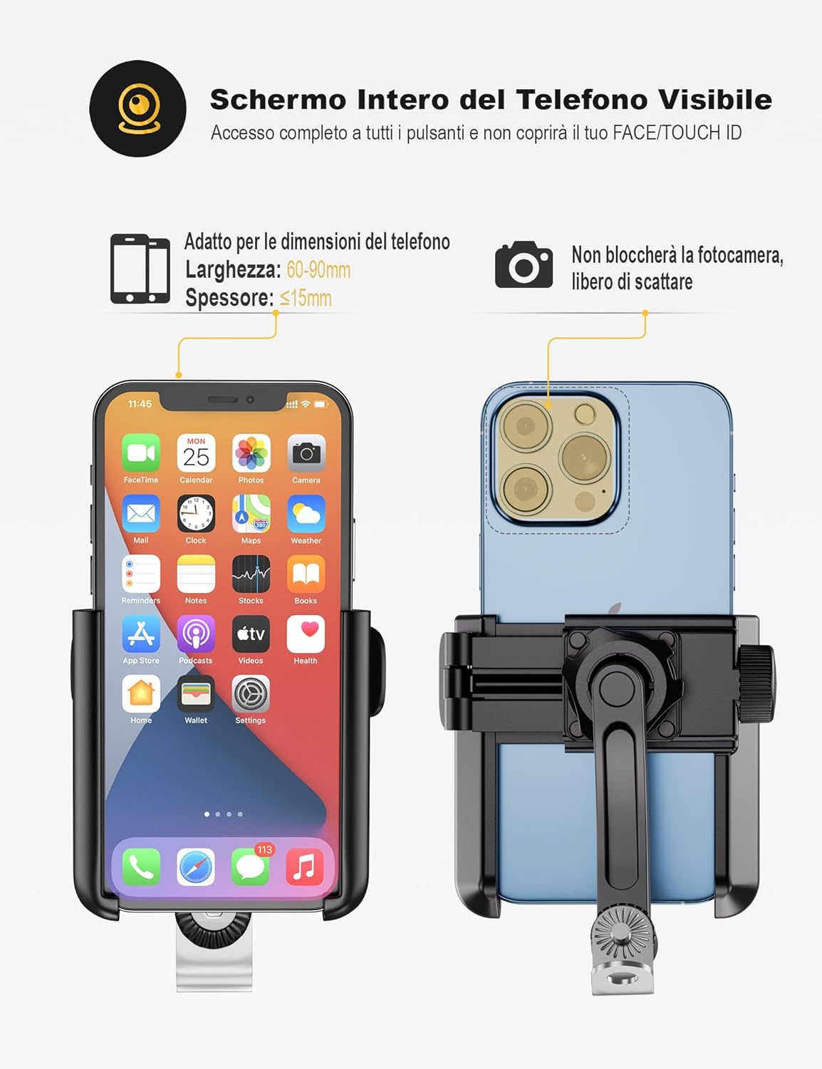 Thumbnail 2 de Grefay Supporto Telefono Moto 360° con Rilascio Rapido – 3,5–7,0 Pollici