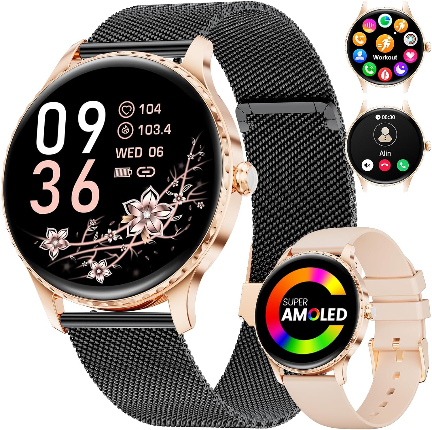 Detalle de LIGE SMART Montre Connectée Femme avec Appel Bluetooth et Écran AMOLED 1,32