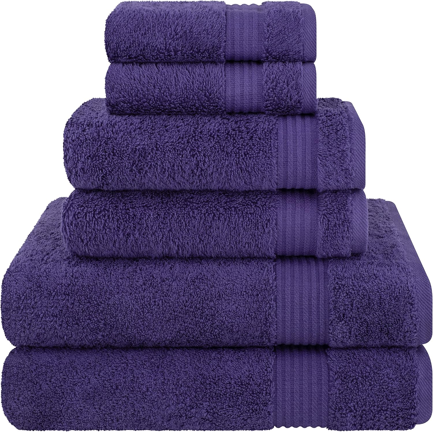 Detalle de Cotton Paradise 6 Piece Turkish Towel Set (Purple) — 100% Cotton, 600 GSM