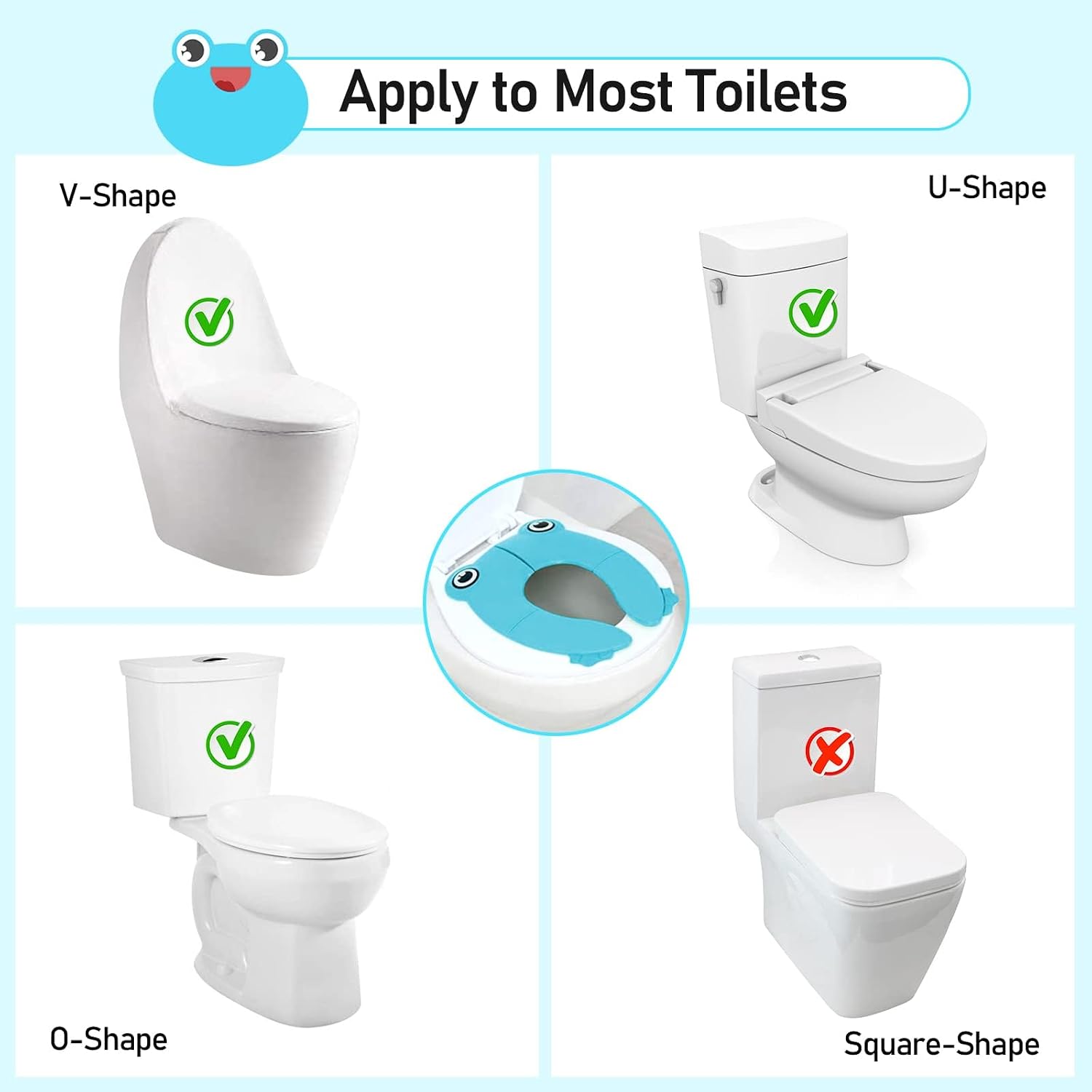 Detalle de Pejoye Folding Potty Training Seat for Kids – Foldable, Portable Toddler Toilet Seat (Blue Frog)
