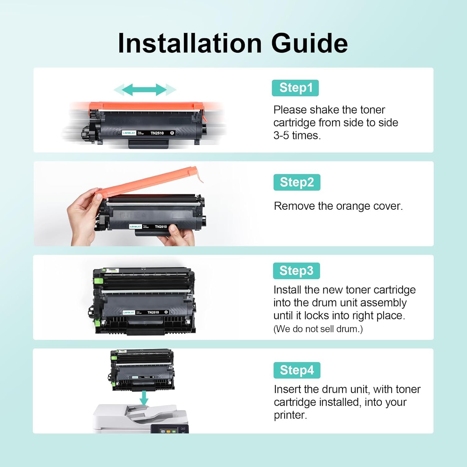 Detalle de LOFBLAT TN2510/TN2510XL Toner compatibile 2-Pack per Brother – Nero