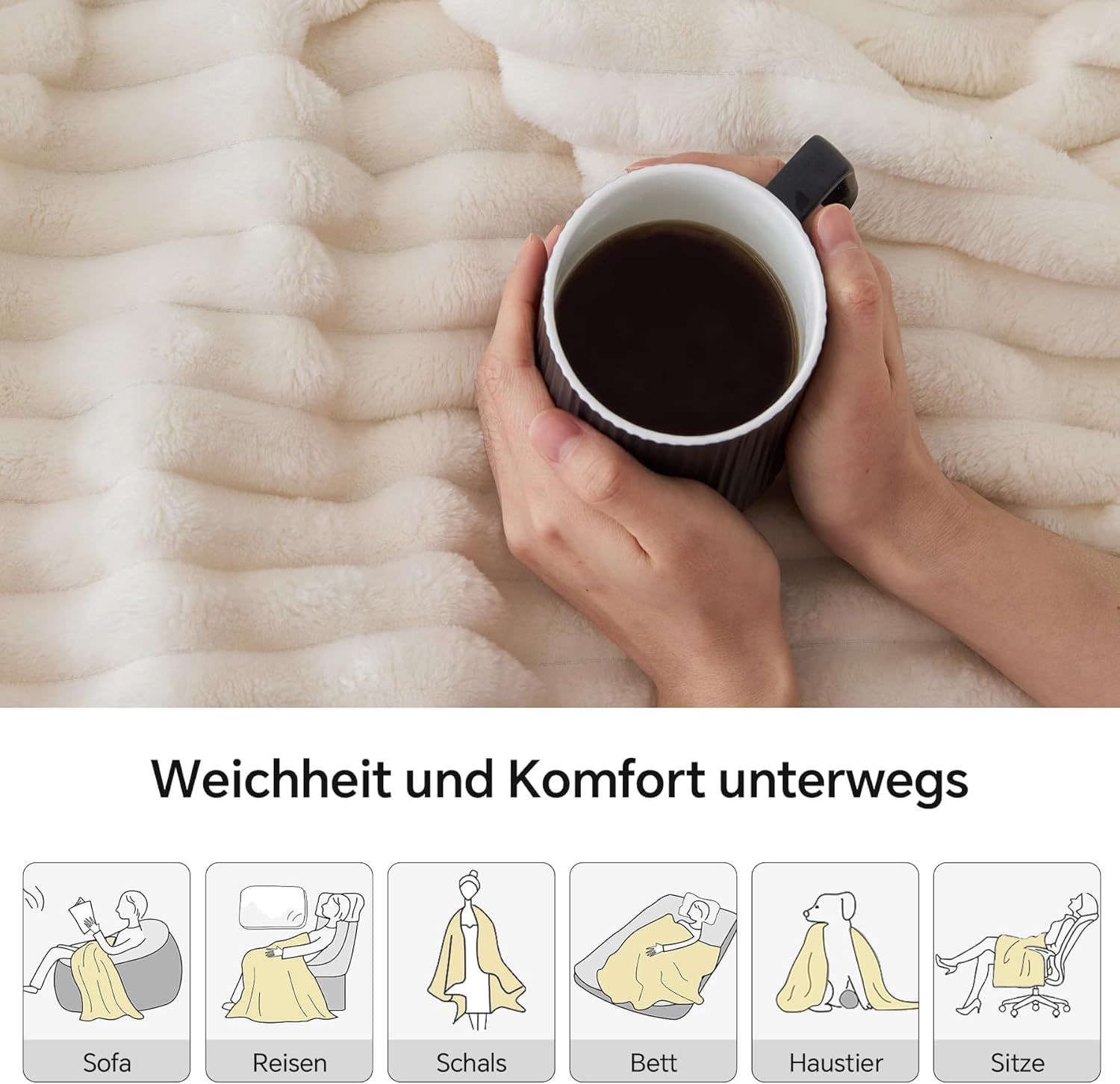 Thumbnail 2 de BEDELITE Kuscheldecke Flauschig Groß – weiche Flanell-Decke 220x240 in Elfenbein Weiß