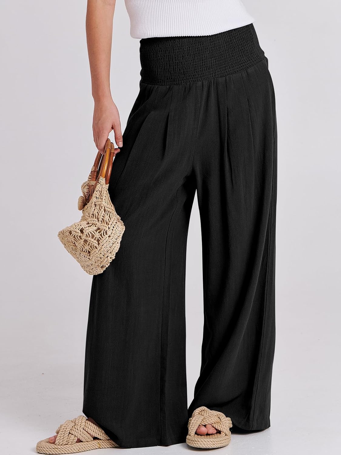 Thumbnail 1 de ANRABESS Linen Palazzo Pants High Waist S–XXL