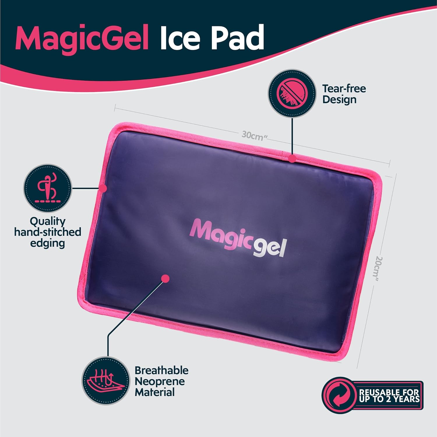 Detalle de Magic Gel 30 x 20 cm – Poche de froid réutilisable pour genou & cheville