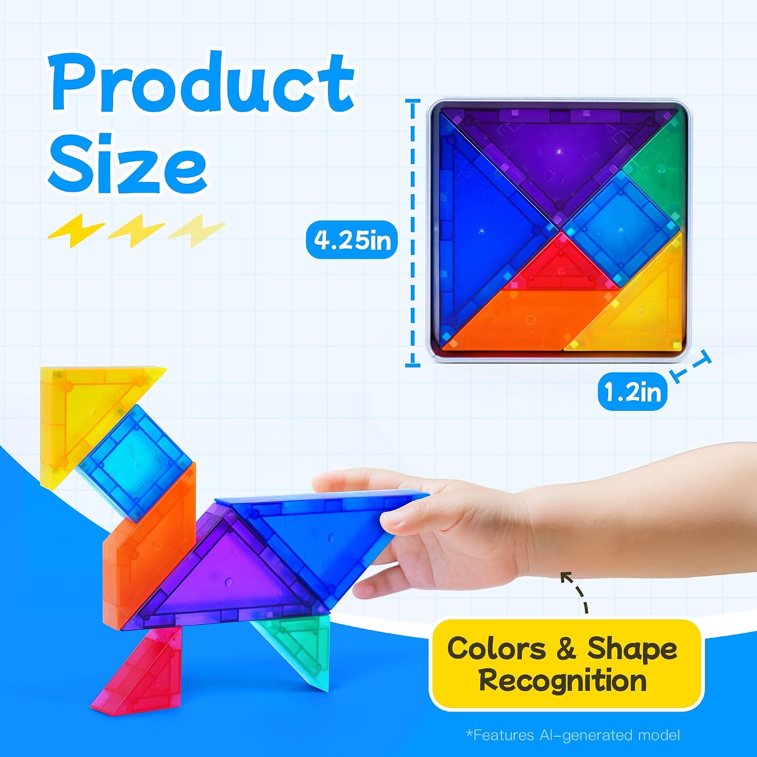 Thumbnail 3 de Magnetic Tangram Puzzle Blocks – Portable Magnetic Travel Games for Kids (Ages 3–8)