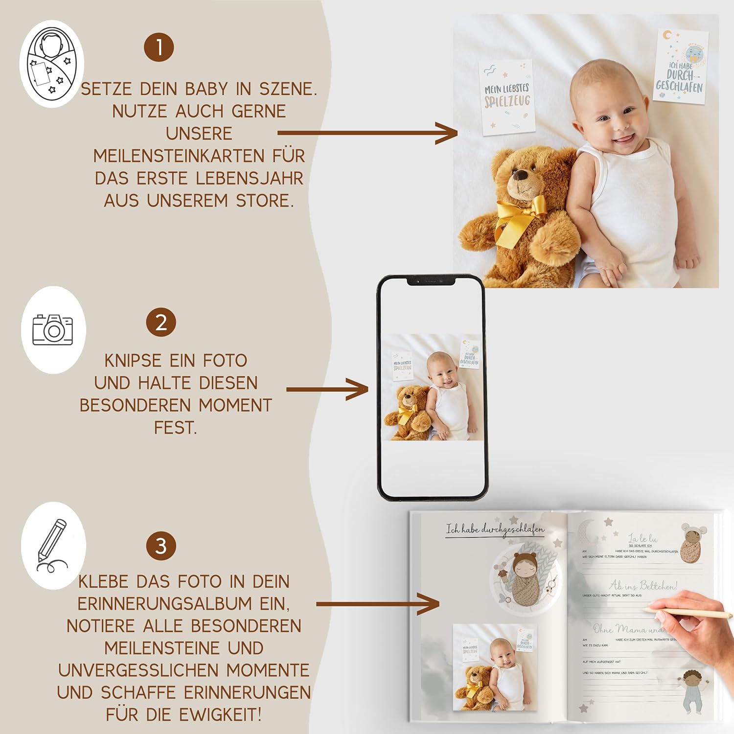 Detalle de HIMMEL.HERZ.PAPIER Mein erstes Jahr Babyalbum DIN A4