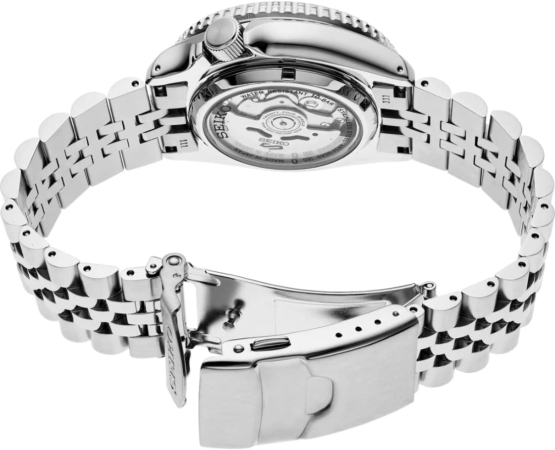 Detalle de SEIKO SSK001 Automatic Watch for Men – 5 Sports with Black Dial, GMT Bezel and 100m Water Resistance