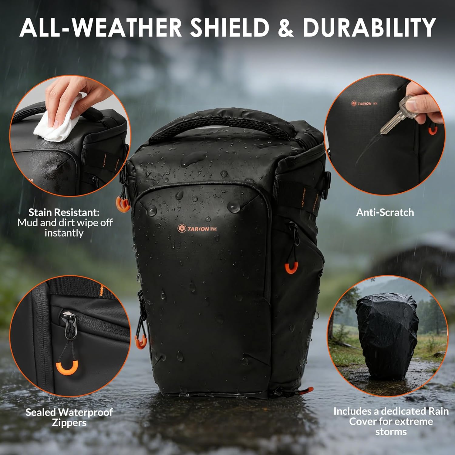 Detalle de TARION DSLR Small Camera Bag - Expandable SLR Sling Bag Case with Detachable Strap & Waterproof Raincover (TriadPack)