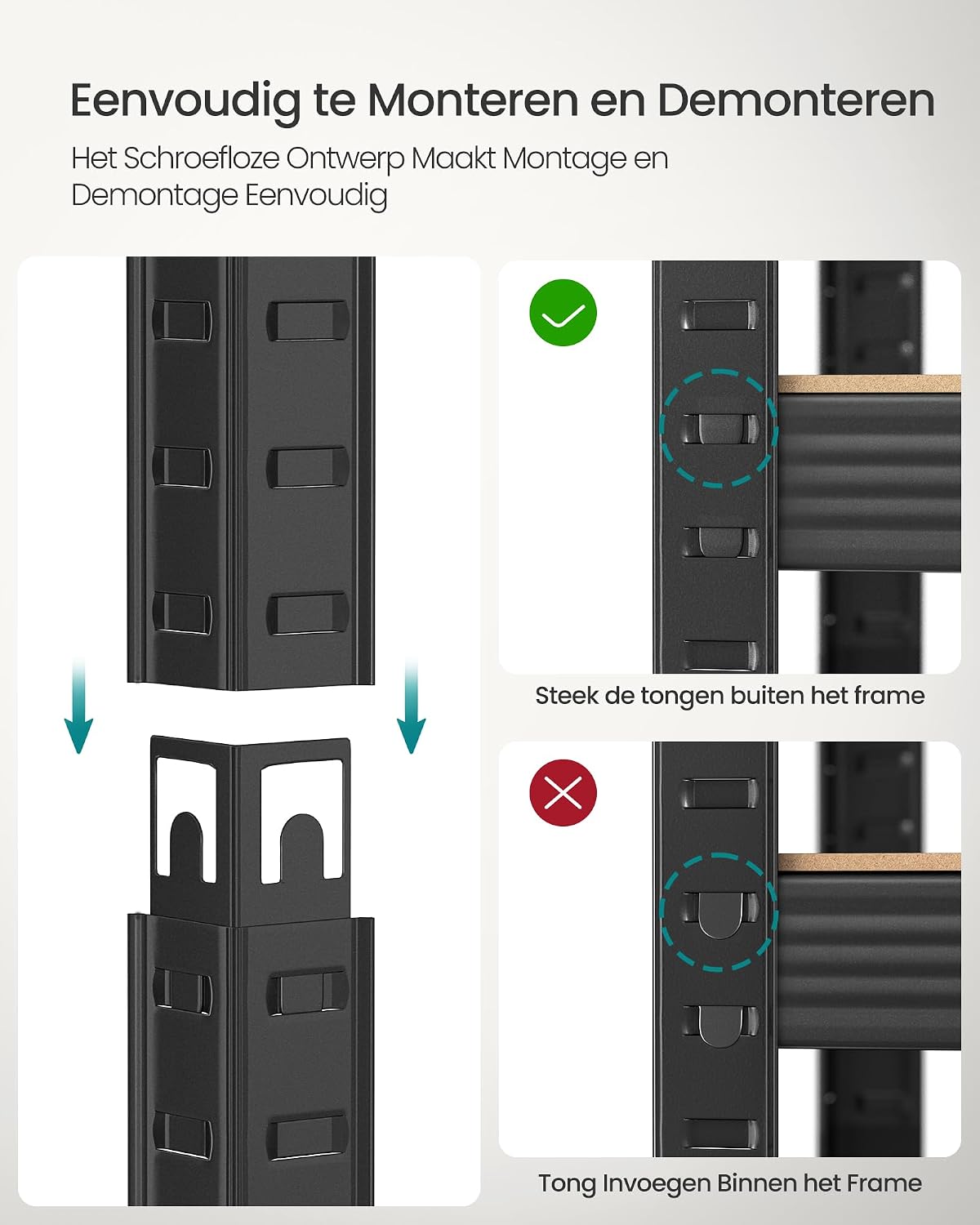 Thumbnail 6 de SONGMICS COZORY GLR030B01 opbergrek, 5 verstelbare legplanken, 650 kg