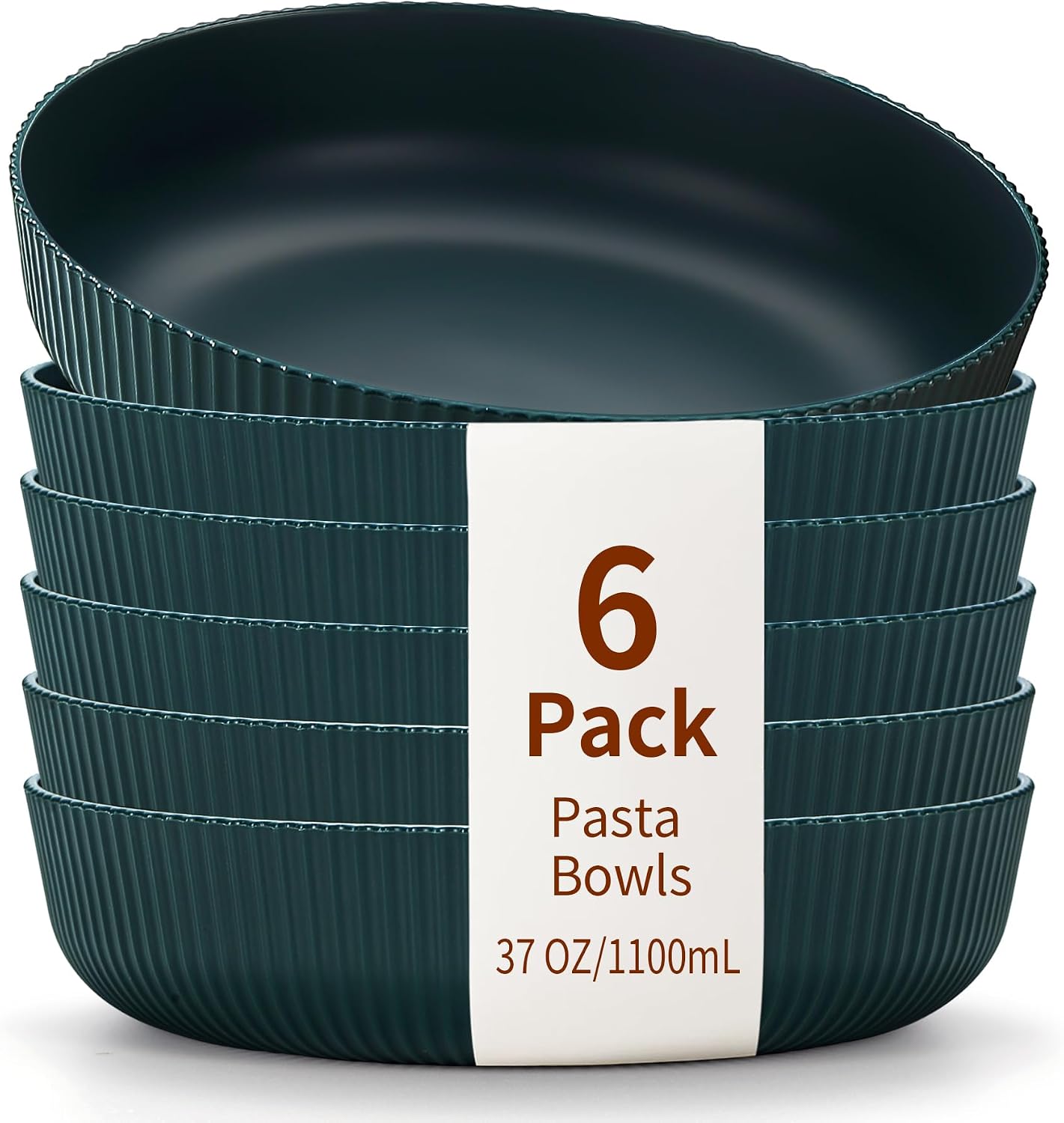 Detalle de HOMQUEN pastakommen set van 6, 37 oz, groene kunststof kommen