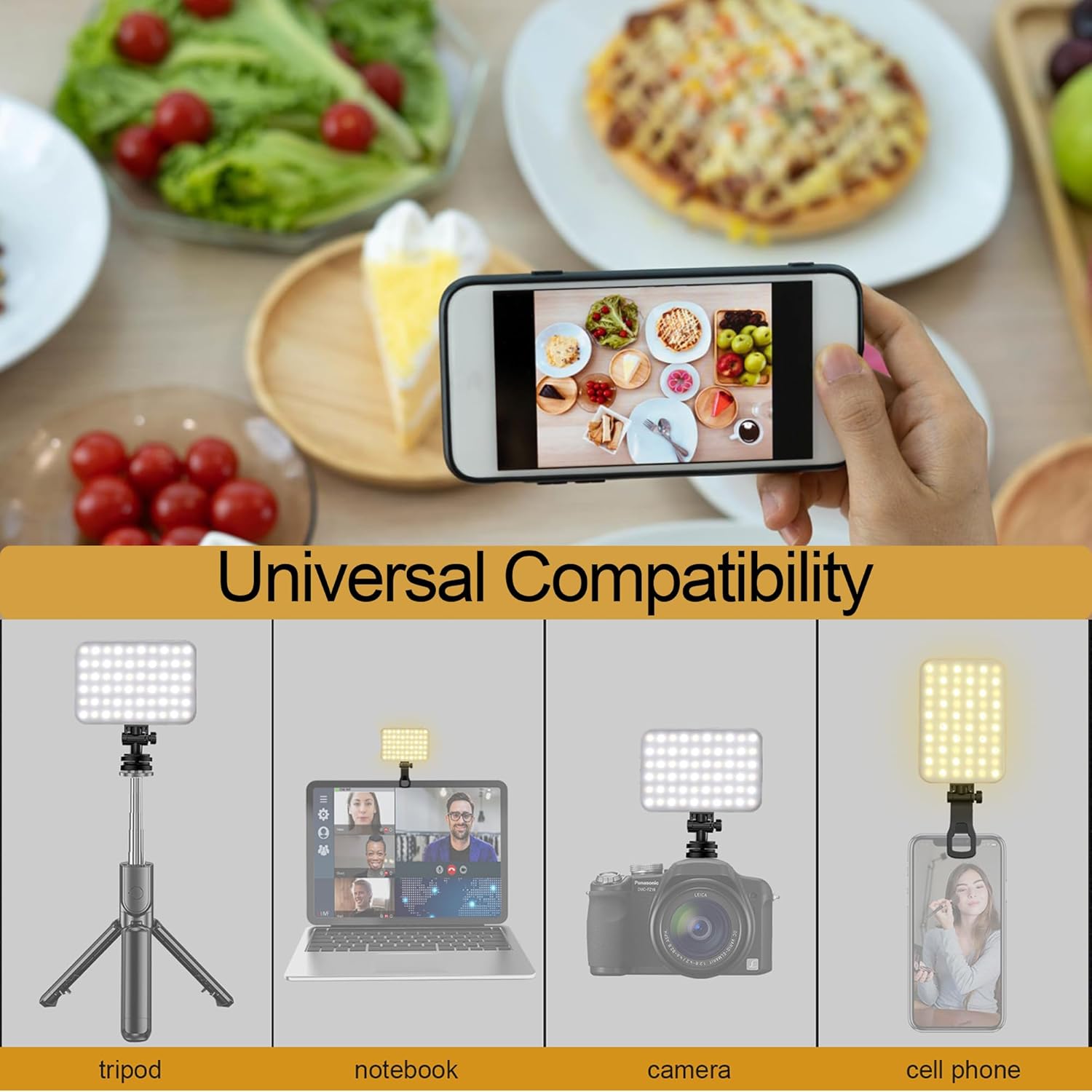 Thumbnail 3 de 60 LEDs Selfie Light 3‑mode, Rechargeable Clip‑on