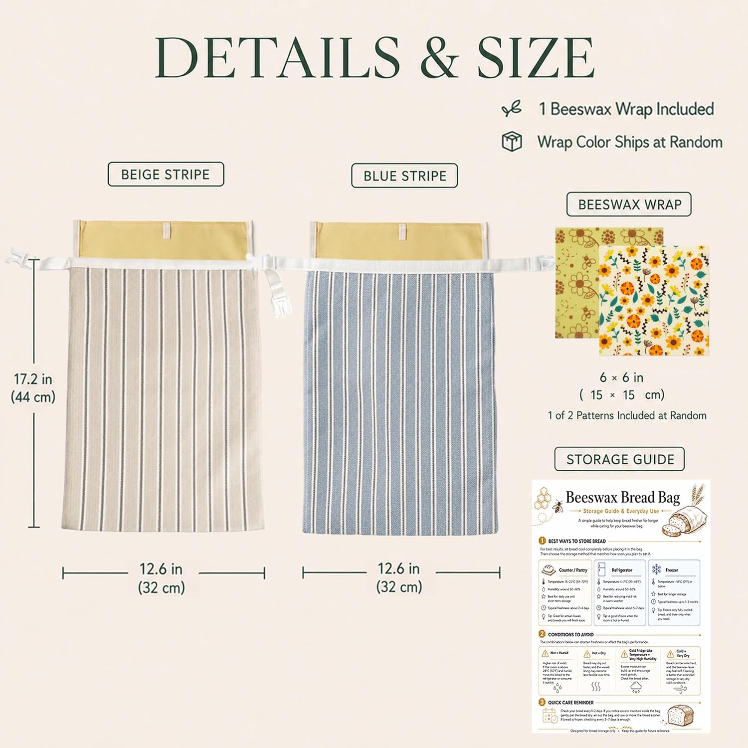 Detalle 2 de Reusable Beeswax Bread Bags, XL
