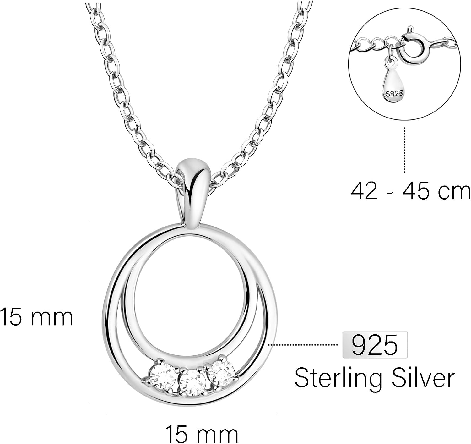 Detalle 2 de Sofia Milani Halskette 925 Silber Kreis Anhänger