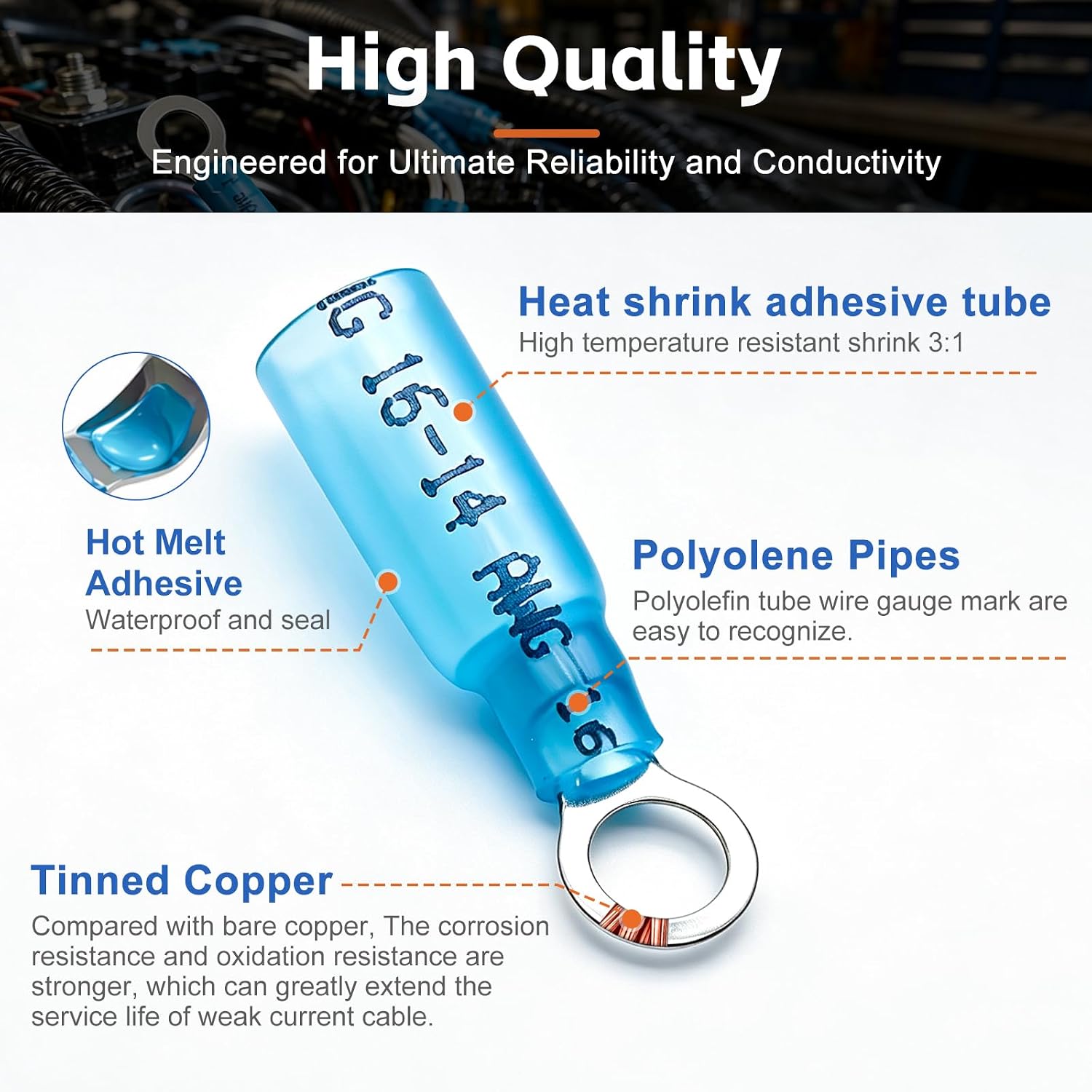 Thumbnail 4 de Tnisesm Heat Shrink Style 110-Piece Ring Terminal Kit, Waterproof Crimp Connectors