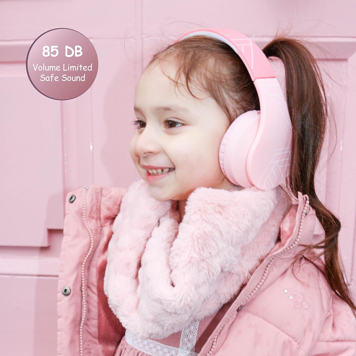 Detalle de PowerLocus Bluetooth Kids Headphones: Wireless Over-Ear (85dB) with Microphone and SD/TF