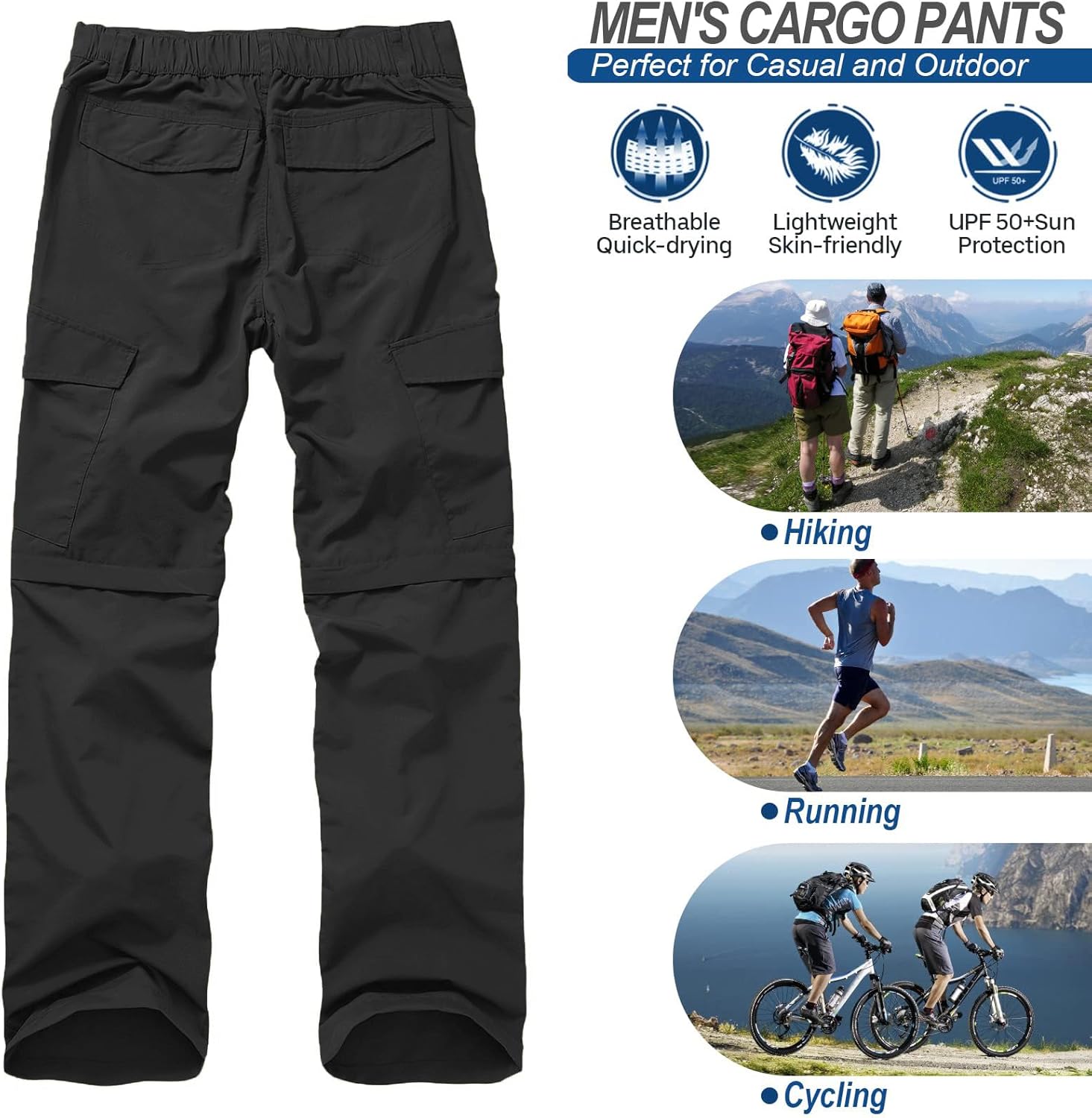 Thumbnail 6 de Jessie Kidden Hiking Trousers for Men | Quick Dry Convertible Lightweight, Breathable & Water-Repellent Cargo Pants
