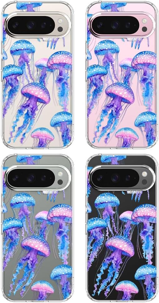 Thumbnail 3 de MOSNOVO Clear Case for Google Pixel 9 / Pixel 9 Pro – Mystic Jellyfish Design