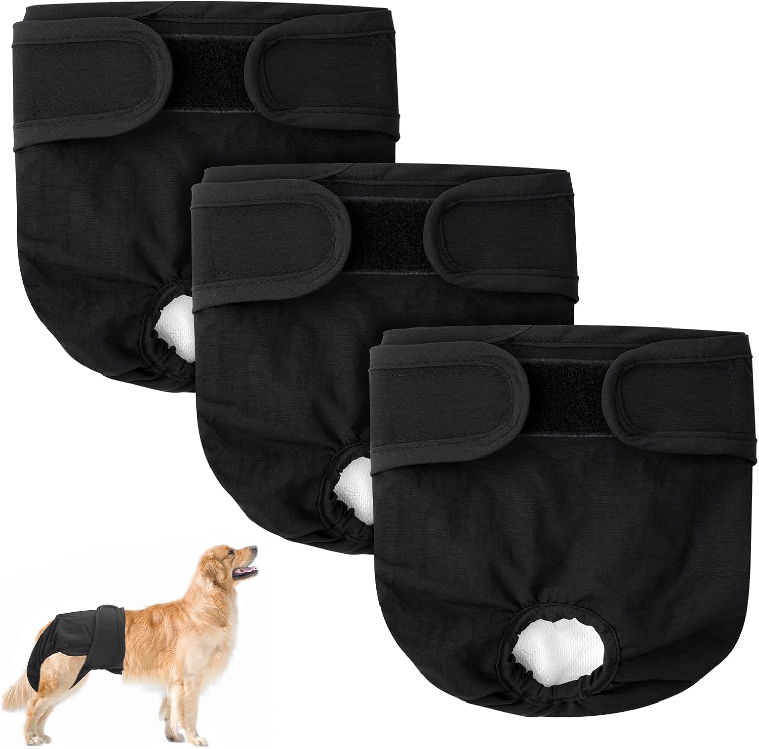Aomig pannolini lavabili per cani femmina riutilizzabili (3 pezzi), mutande mestruali altamente assorbenti taglia M