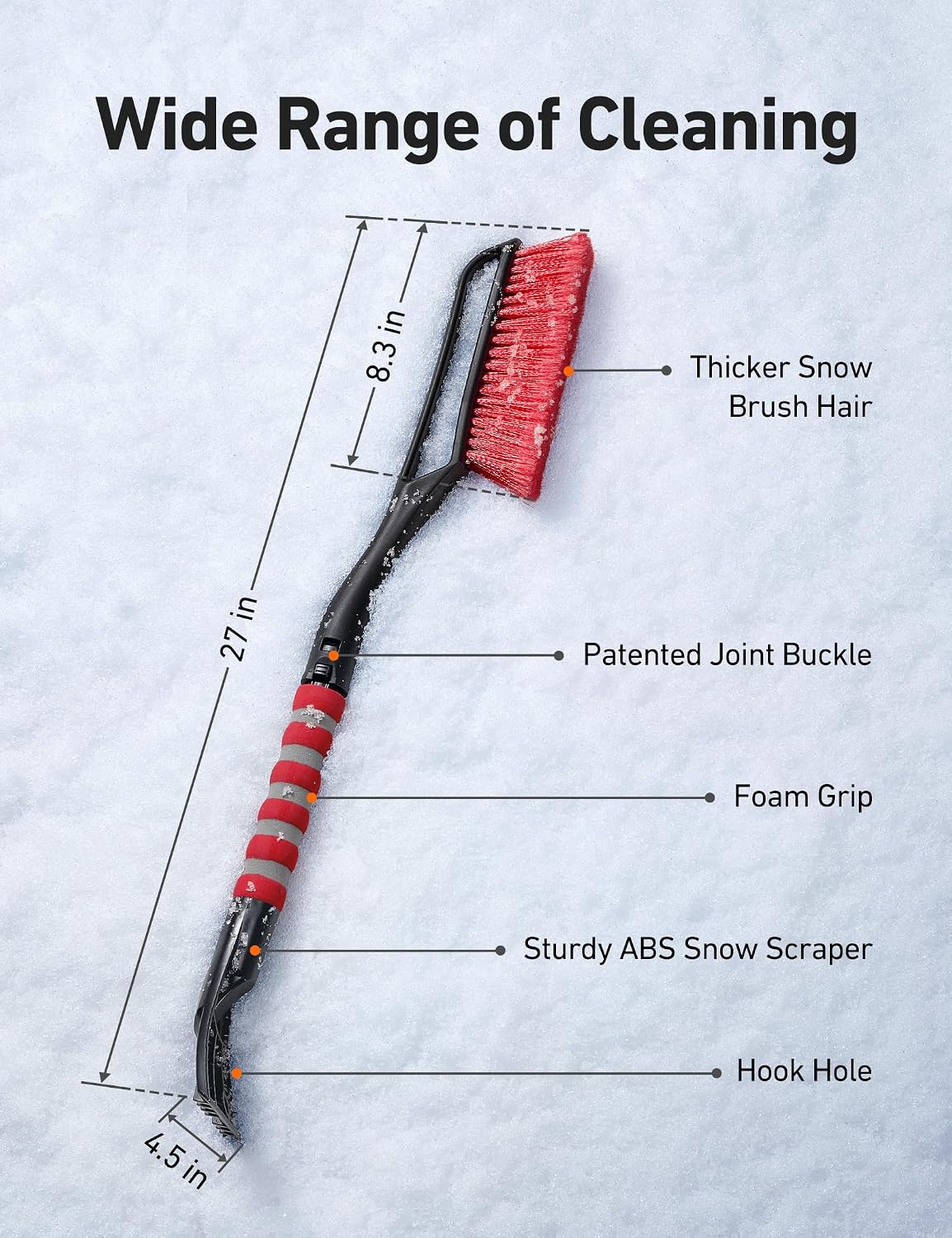 Detalle de AstroAI Snow Brush and Ice Scraper, 27-Inch