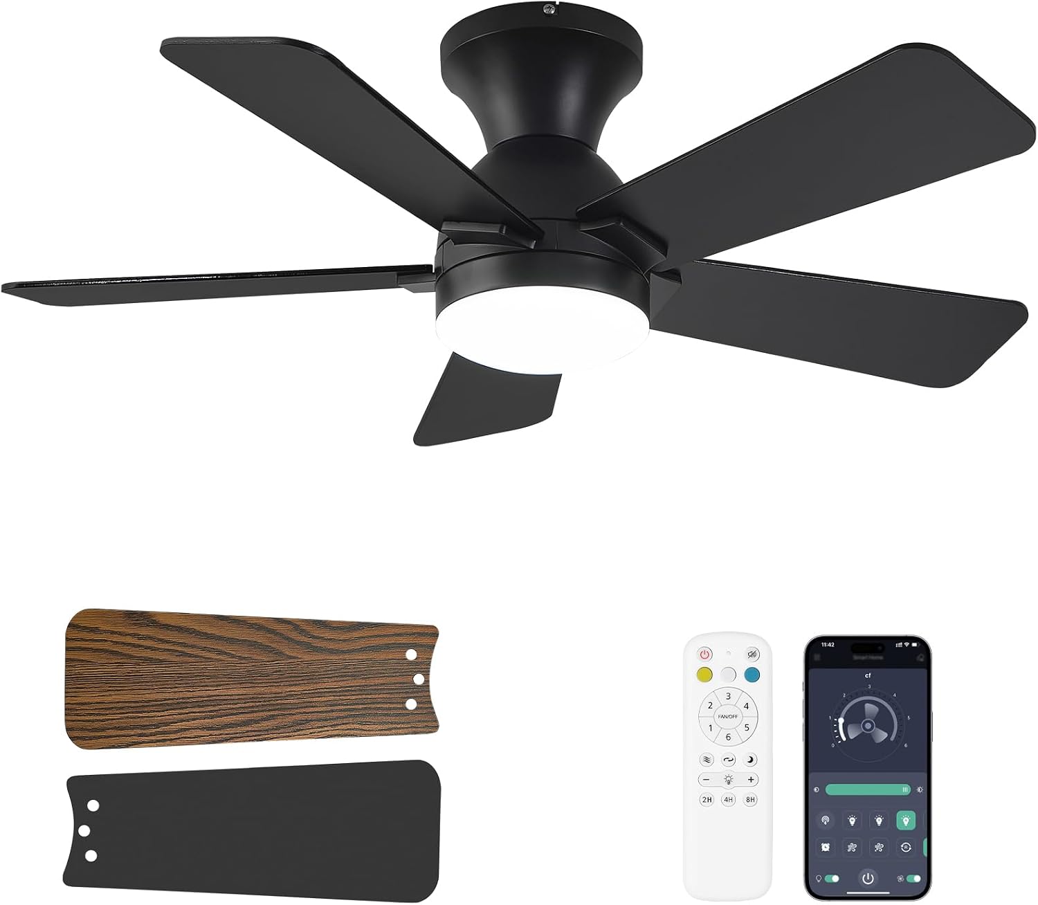 Detalle de Dolavast HY-6163-5/36 36-Inch Ceiling Fan with Light, Remote and Reversible Blades