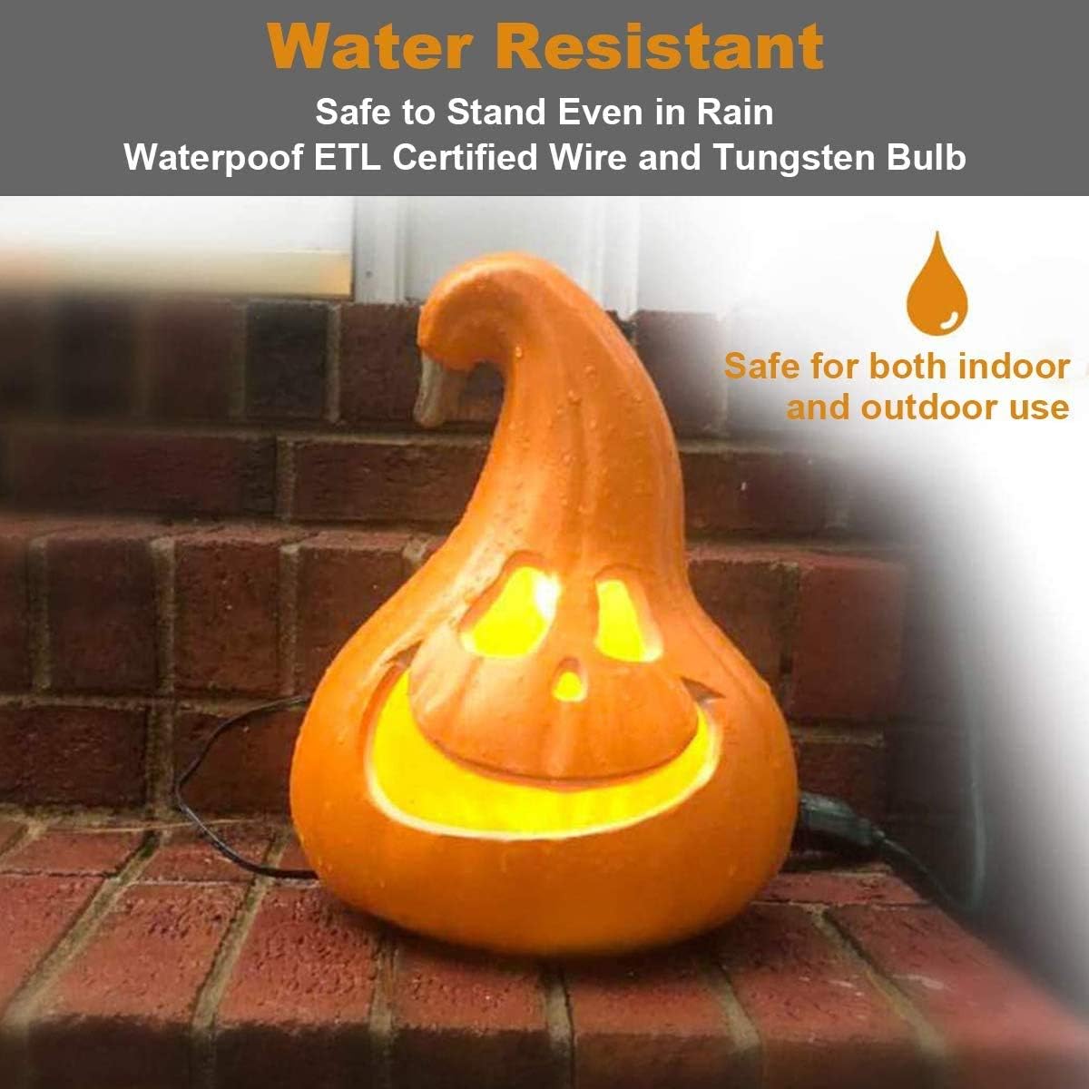 Detalle de DUNCHATY 12-Inch Lighted Halloween Pumpkin Lantern with Warm White LED