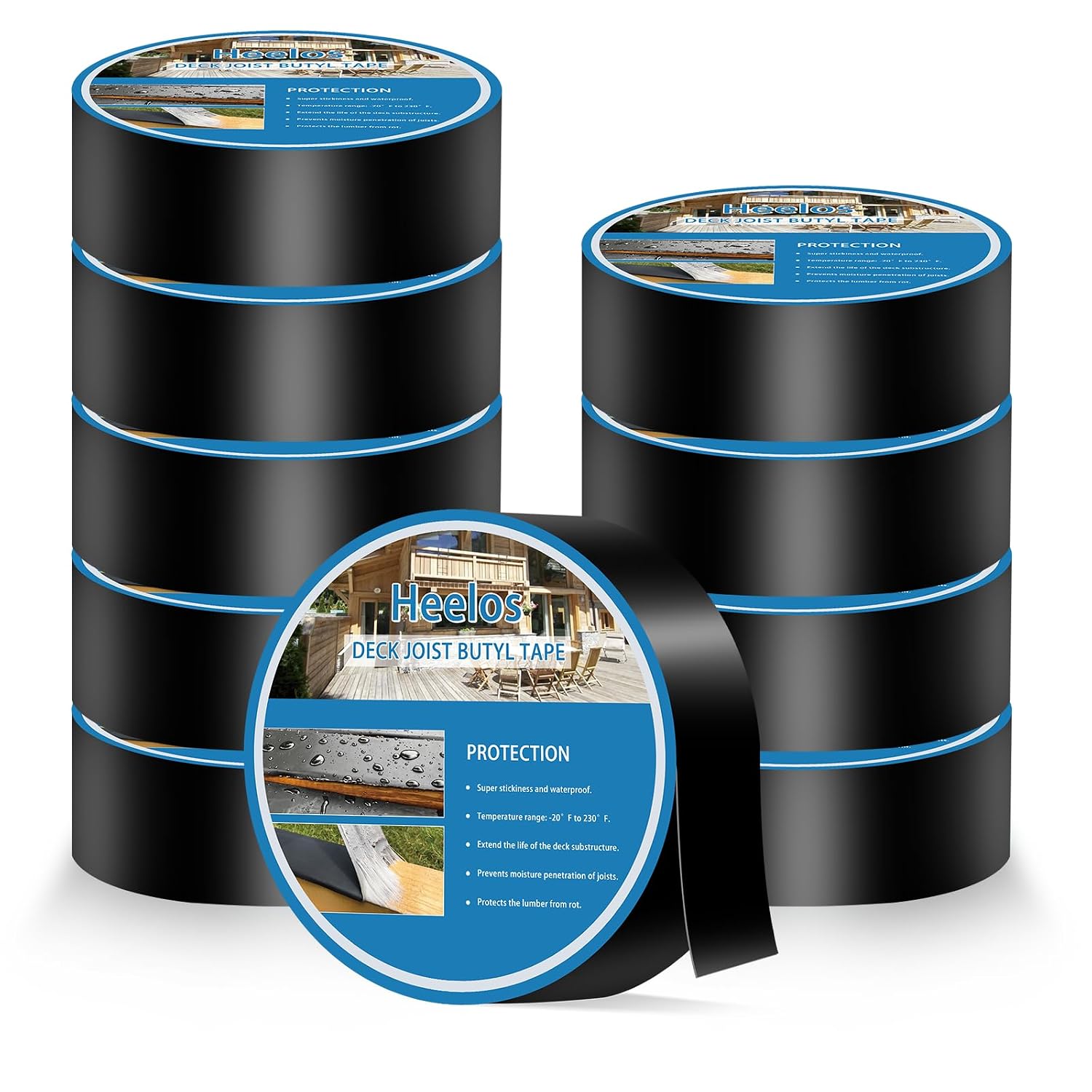 Heelos Joist Tape for Decking (2 in × 50 ft, 10 Pack) Weather-Resistant Butyl Deck Joist Tape