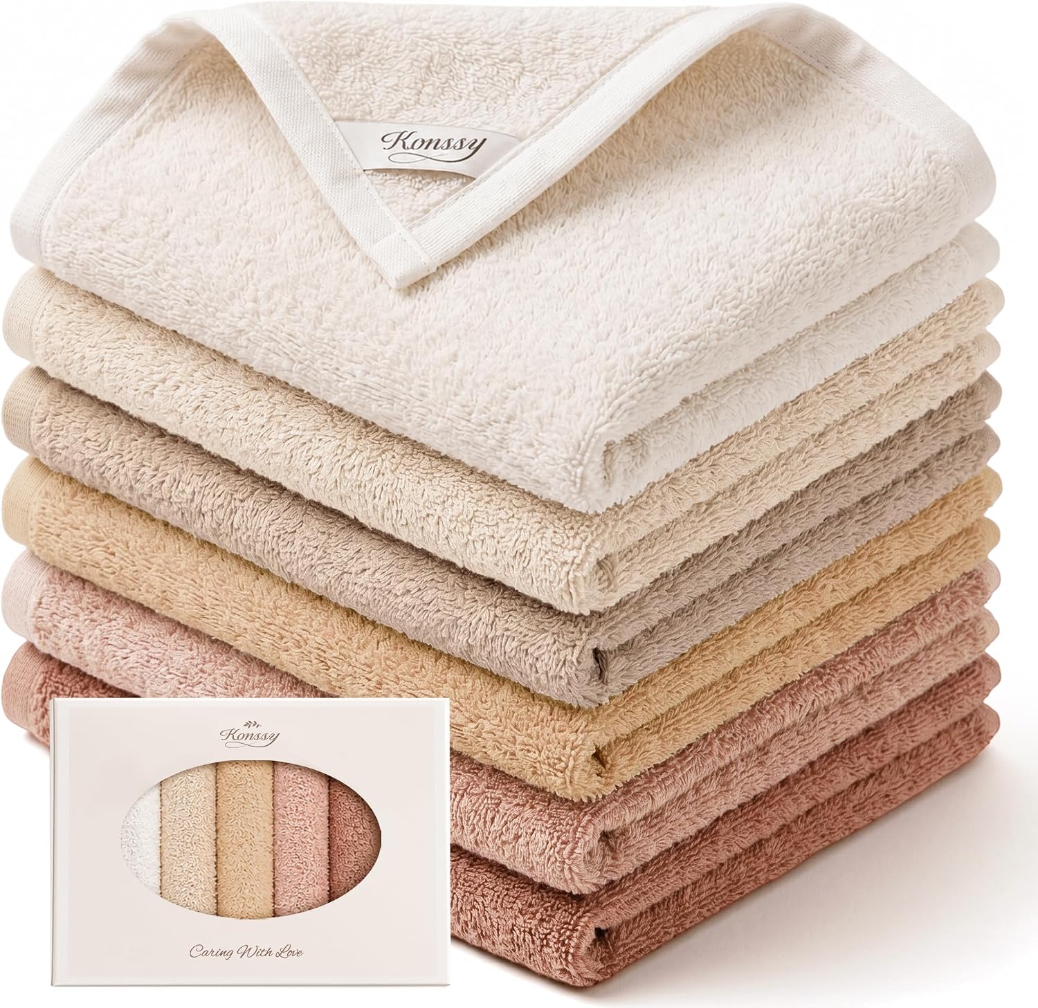 Detalle de Konssy Maoquan-Xiezhuangjin-2Dai-Tuo Cotton Terry Face Cloths, 6-Pack