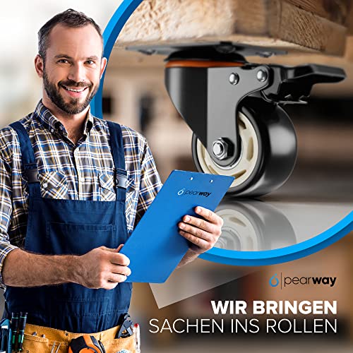 Detalle de PEARWAY Schwerlastrollen 50mm – 320 kg, 4x Bremse, leise & langlebig
