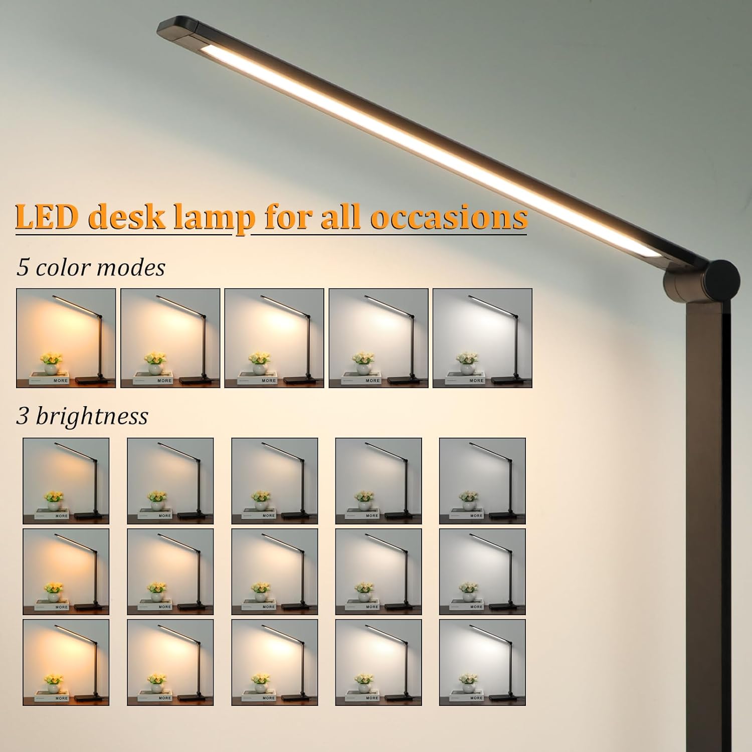 Detalle de Dott Arts DL-701 LED Desk Lamp with 5 Color Modes and USB-A/C Ports