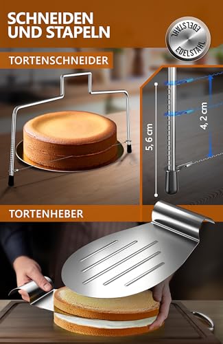 Thumbnail 3 de 4smile Torten-Zubehör-Set 5 Teile – verstellbarer Tortenring 16–30 cm, Tortenschneider, Tortenheber, drehbare Tortenplatte & Streichpalette