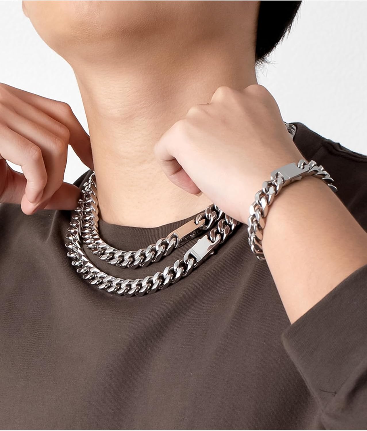 Detalle 2 de Inscca Kette Herren Edelstahl Massiv – Kubanische Panzerkette 13 mm, 70 cm, 316L Chirurgenstahl