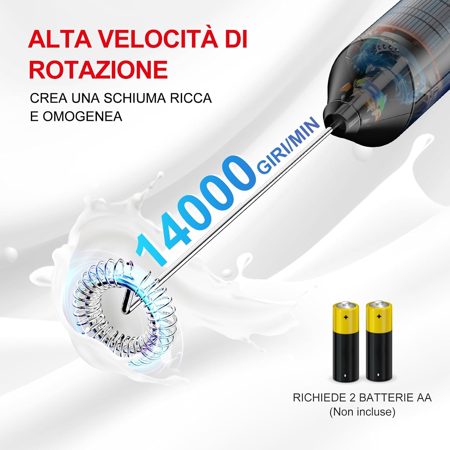 Detalle 2 de Bonsenkitchen Montalatte elettrico 1 frusta per cappuccino 🥛