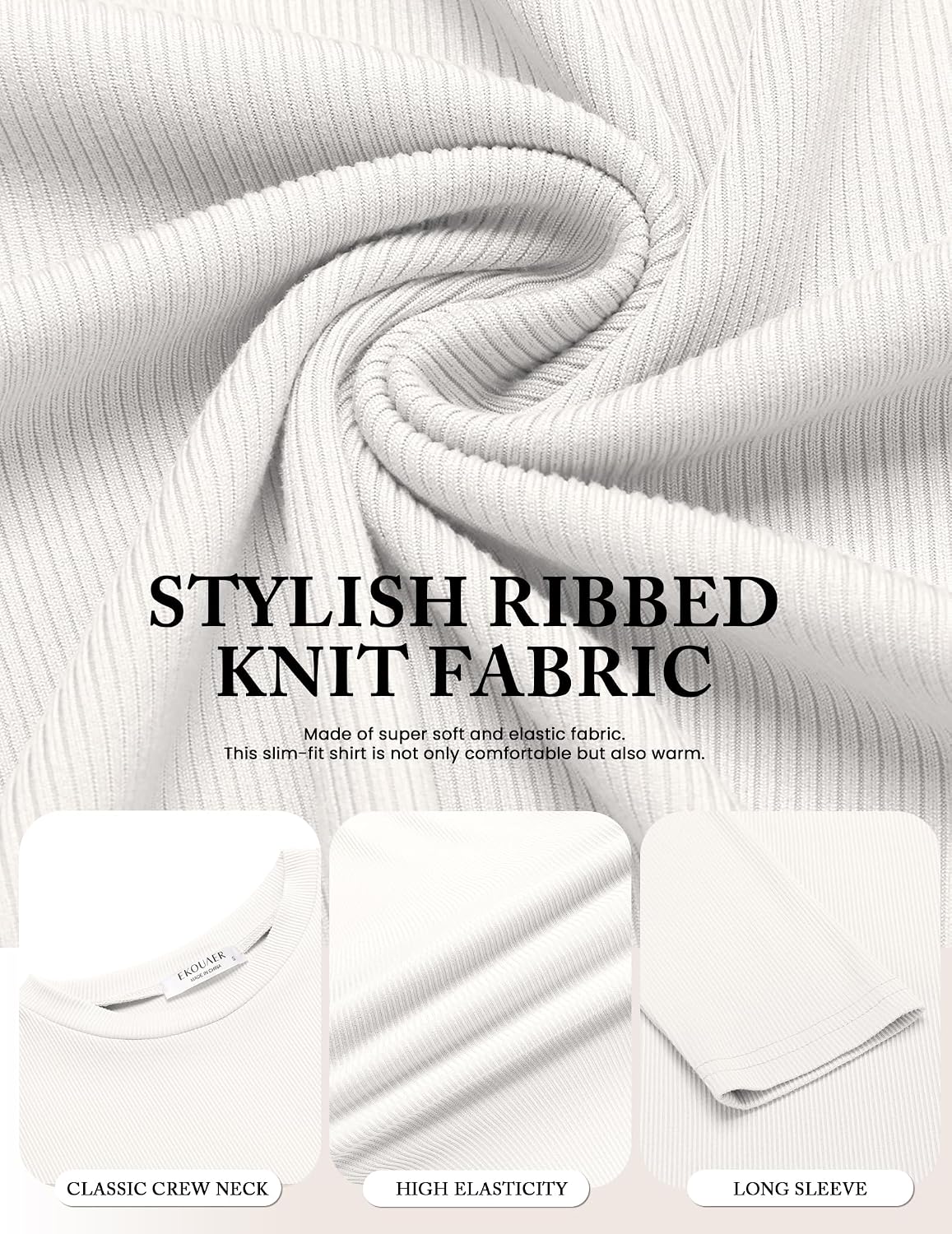 Detalle de Ekouaer Maglia Termica Donna da 3 (manica lunga, girocollo) per intimo termico invernale, taglie S-XXL