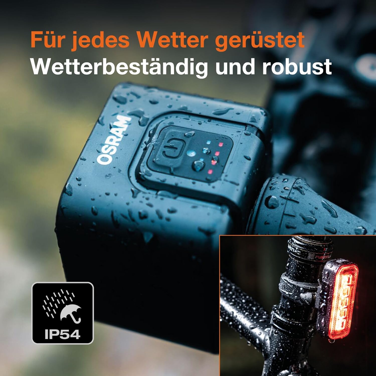 Thumbnail 2 de OSRAM LEDsBIKE COMPACT 100 Set – wiederaufladbares Fahrradlicht-Set mit Bremslicht, StVZO-konform
