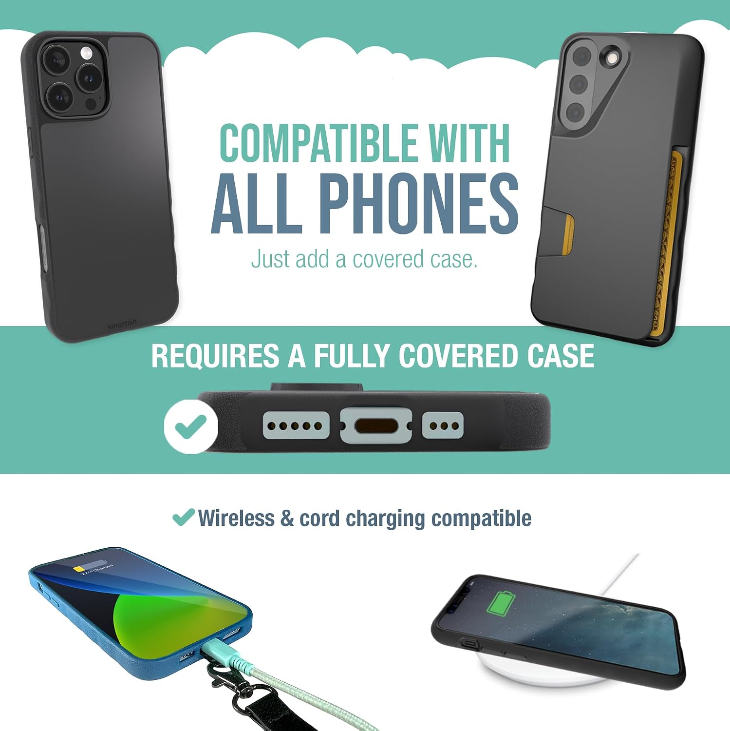 Detalle 1 de Smartish Case Clinger Phone Lanyard with Adjustable Black Rope Strap