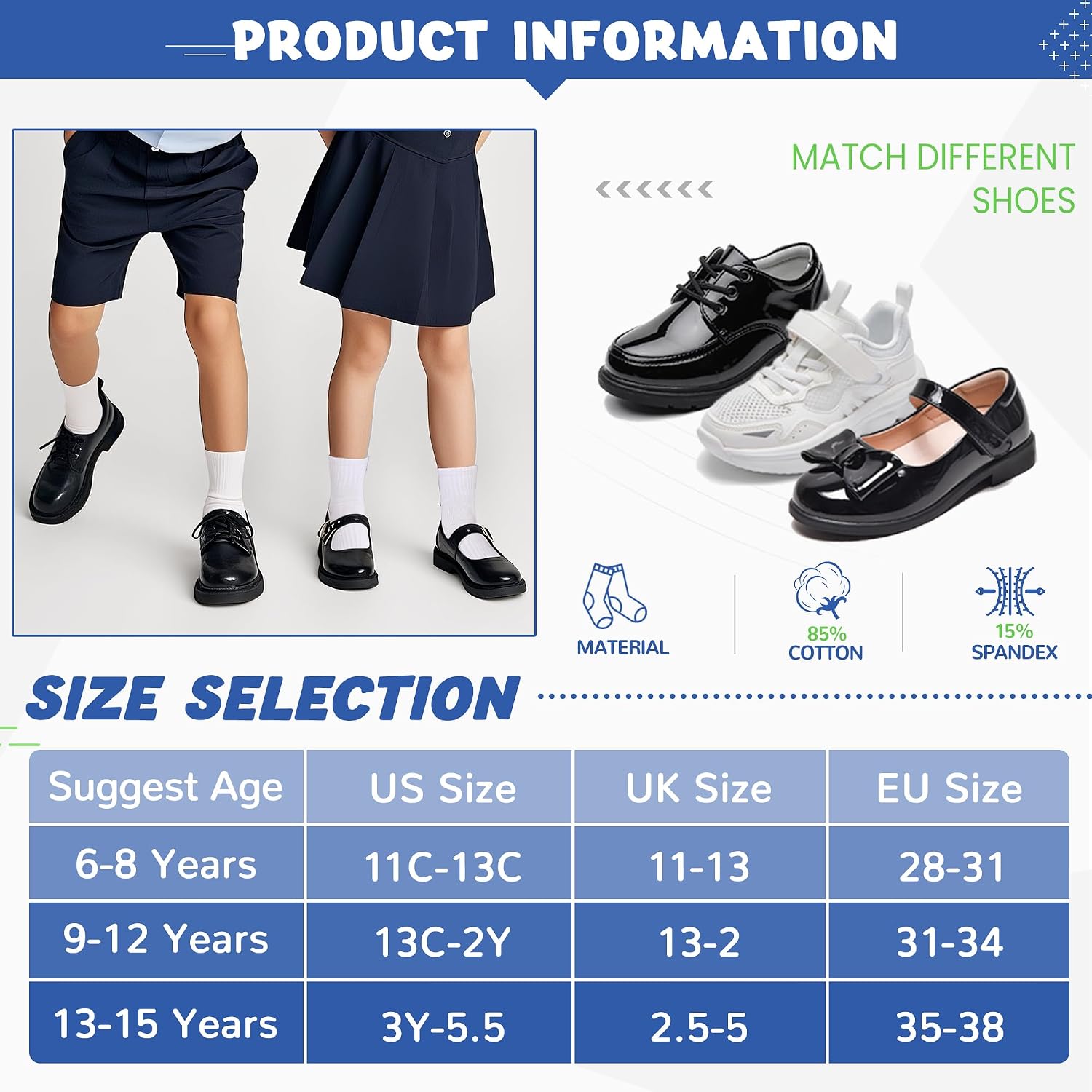 Thumbnail 5 de SEEYAN Kids Socks: Classic Black, White & Grey Crew Socks for Busy Kids