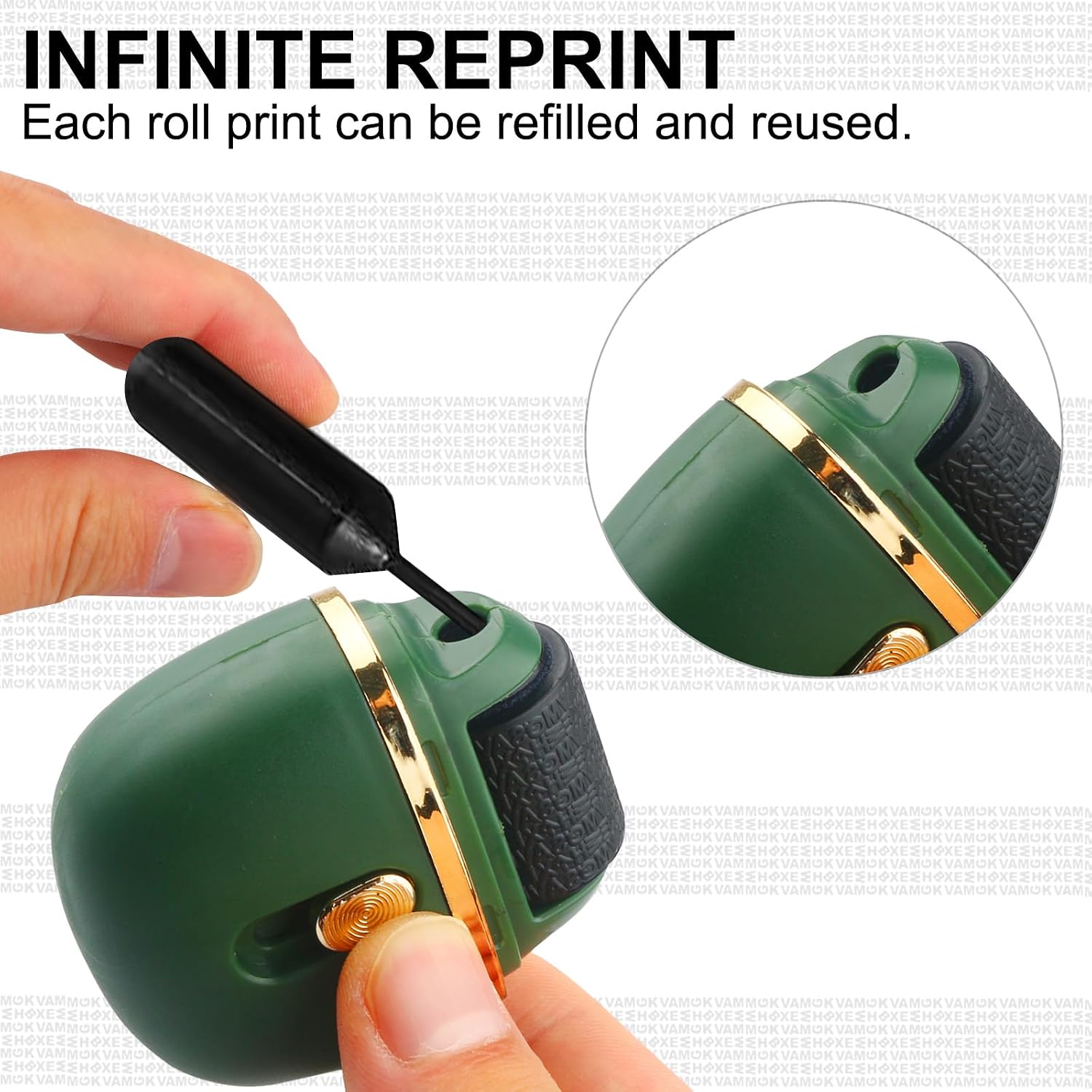 Detalle 2 de Lomil BS02G1010 Identity Protection Roller Stamps, Green, 2-Pack with Refills
