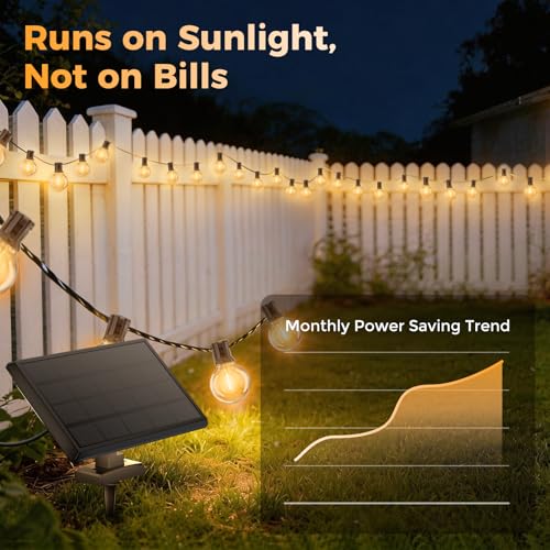 Detalle 2 de VenzBlomia Solar Festoon Lights Outdoor 16.3M/53.5FT with Remote – G40 LED, USB Backup