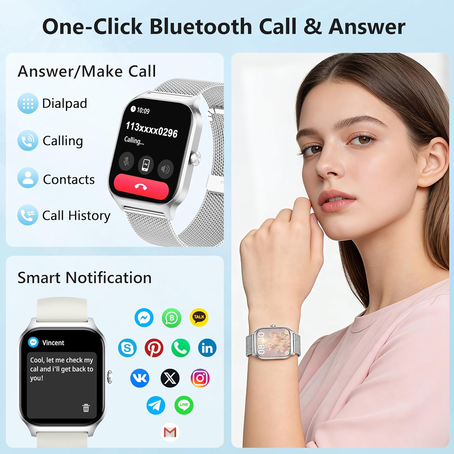 Thumbnail 2 de Smart Watch 1.85" with Health Tracking, 110+ Sports Modes and Hands‑free Calling
