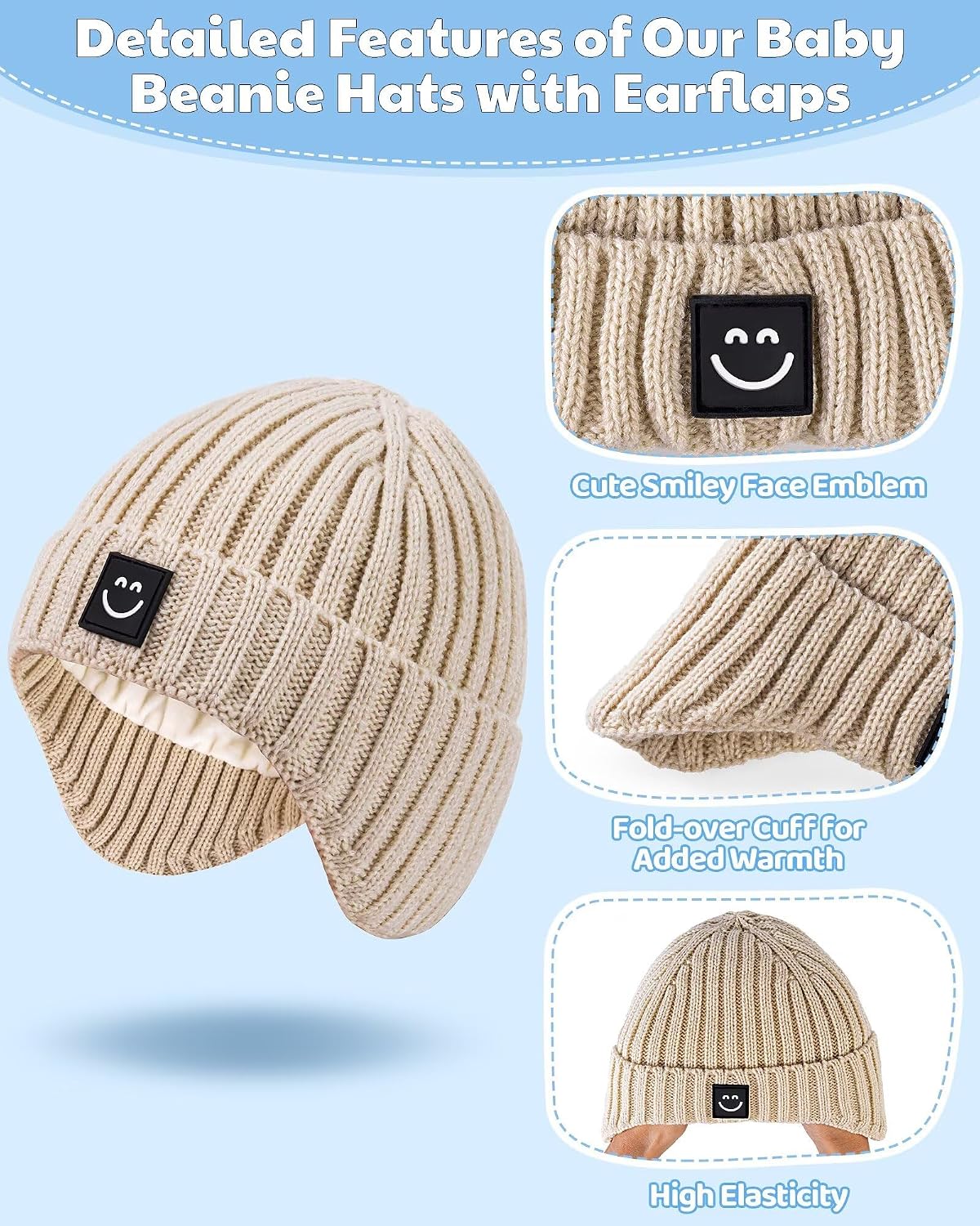 Detalle 1 de Alepo Baby Beanie Hats, 3-Pack