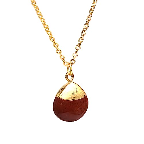 Detalle 2 de Gempires Natural Red Jasper Crystal Pendant, Pear Drop Necklace