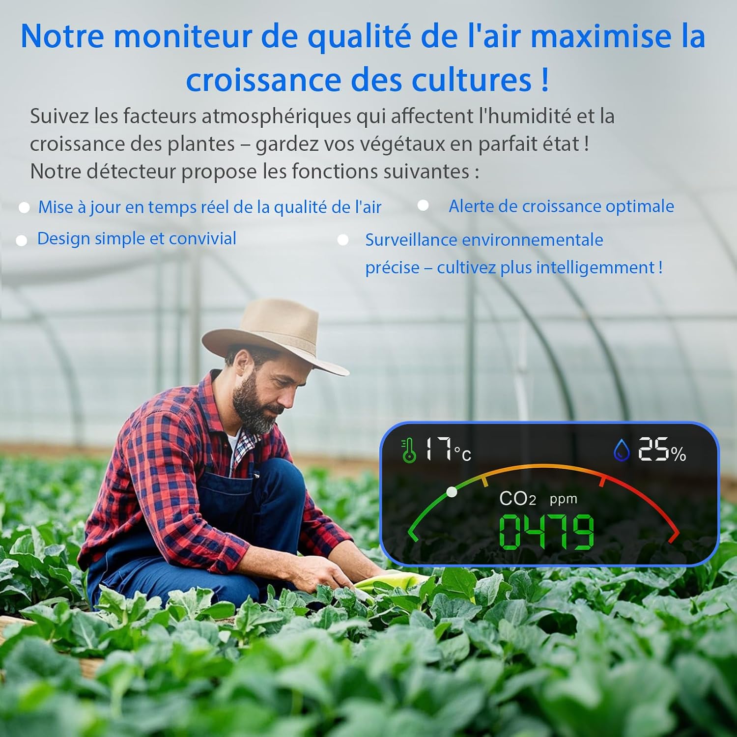 Thumbnail 6 de Moniteur de Qualité de l’Air 15‑en‑1 avec Application Smartphone – Capteur CO₂, PM2.5/PM10, VOC et HCHO