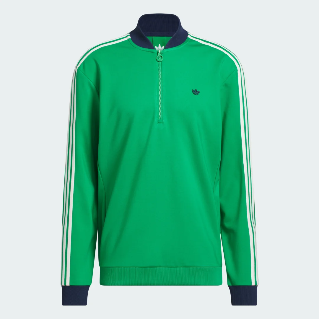 Detalle 2 de Sudadera Originals 1/4 Zip 3 bandas de Adidas — Verde