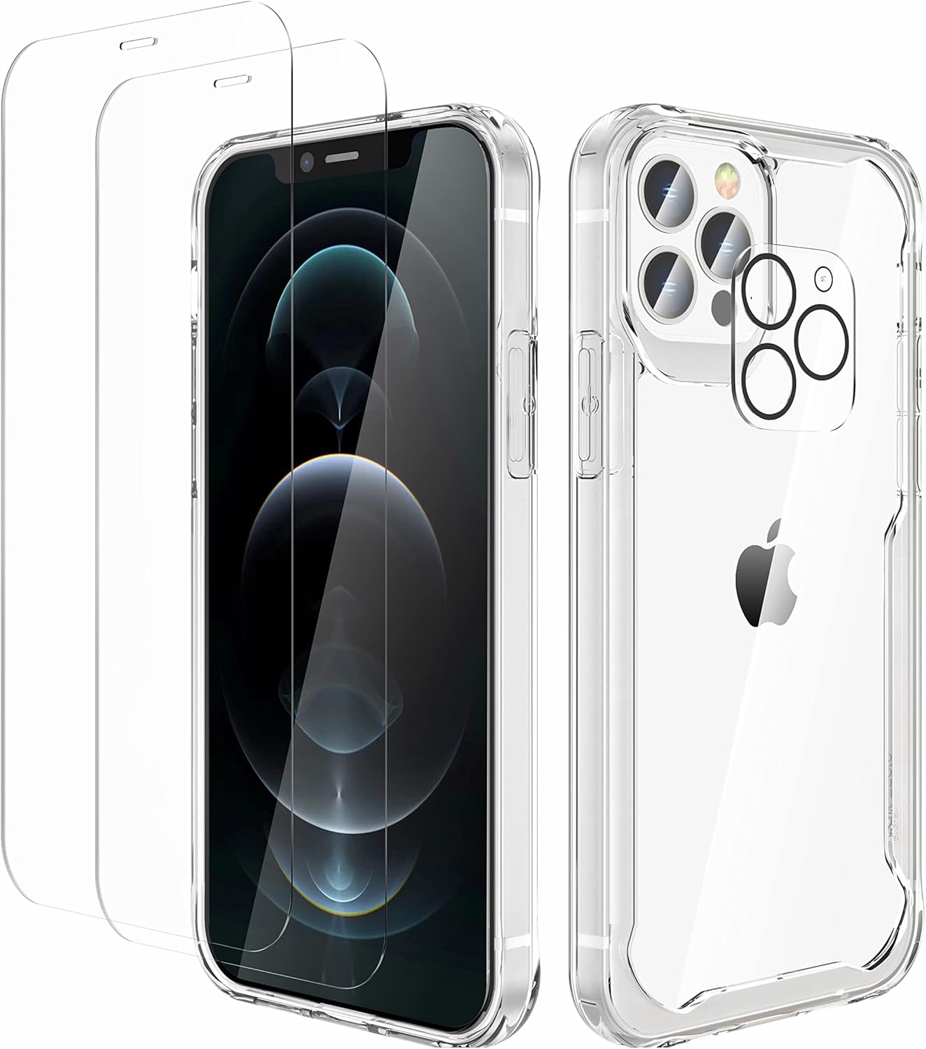Detalle de ORETECH Hülle für iPhone 12 Pro Max 6,7" – transparent mit Displayschutzfolien und Kameraschutz