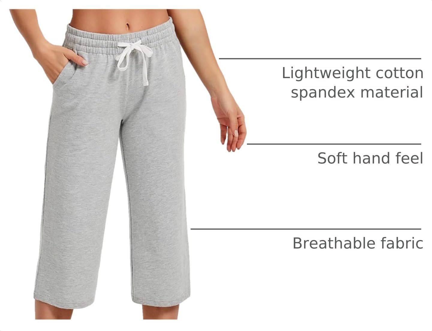 Thumbnail 3 de SPECIALMAGIC Women Capri Pants Cotton Yoga Wide Leg Pajama Pants Capris Sweatpants