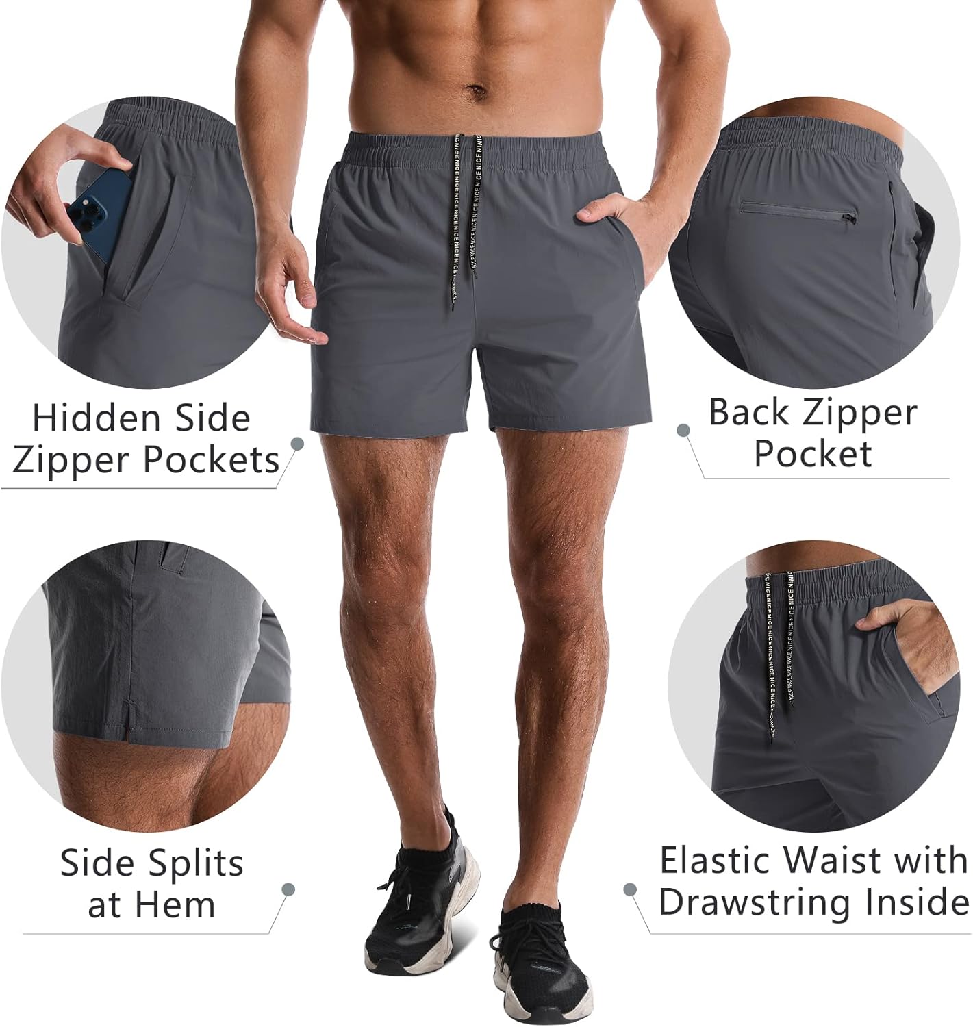 Thumbnail 4 de Lempue 2-Pack Men’s 5-Inch Quick-Dry Athletic Shorts with Pockets