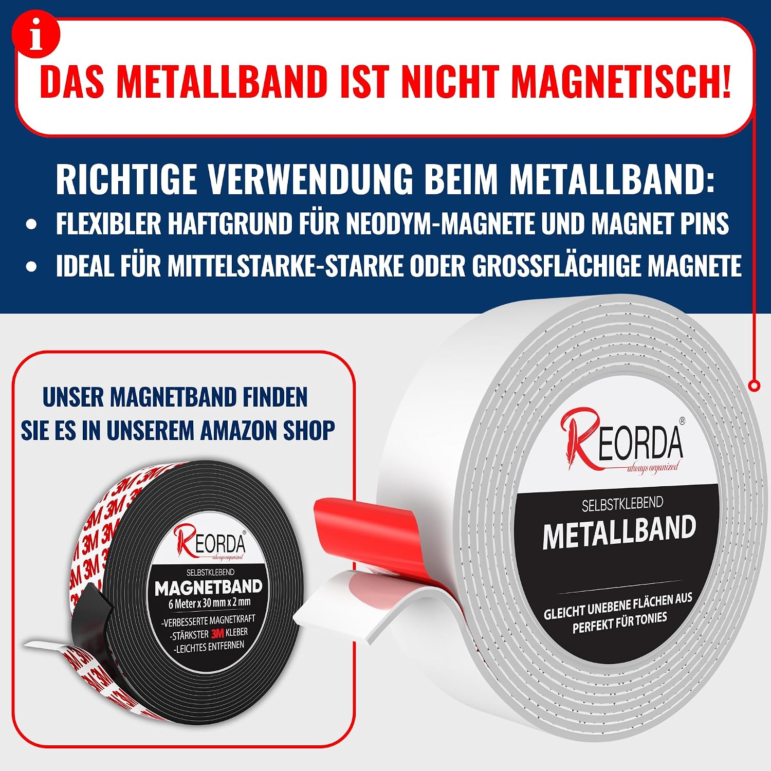 Detalle 2 de REORDA Metallband selbstklebend Weiß