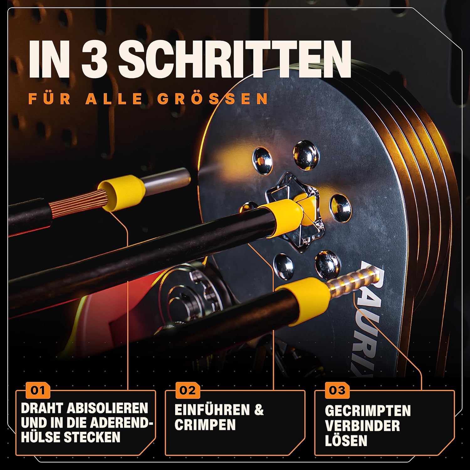 Detalle de BAURIX Crimpzange Set mit 2000 Aderendhülsen 0,25–6 mm²