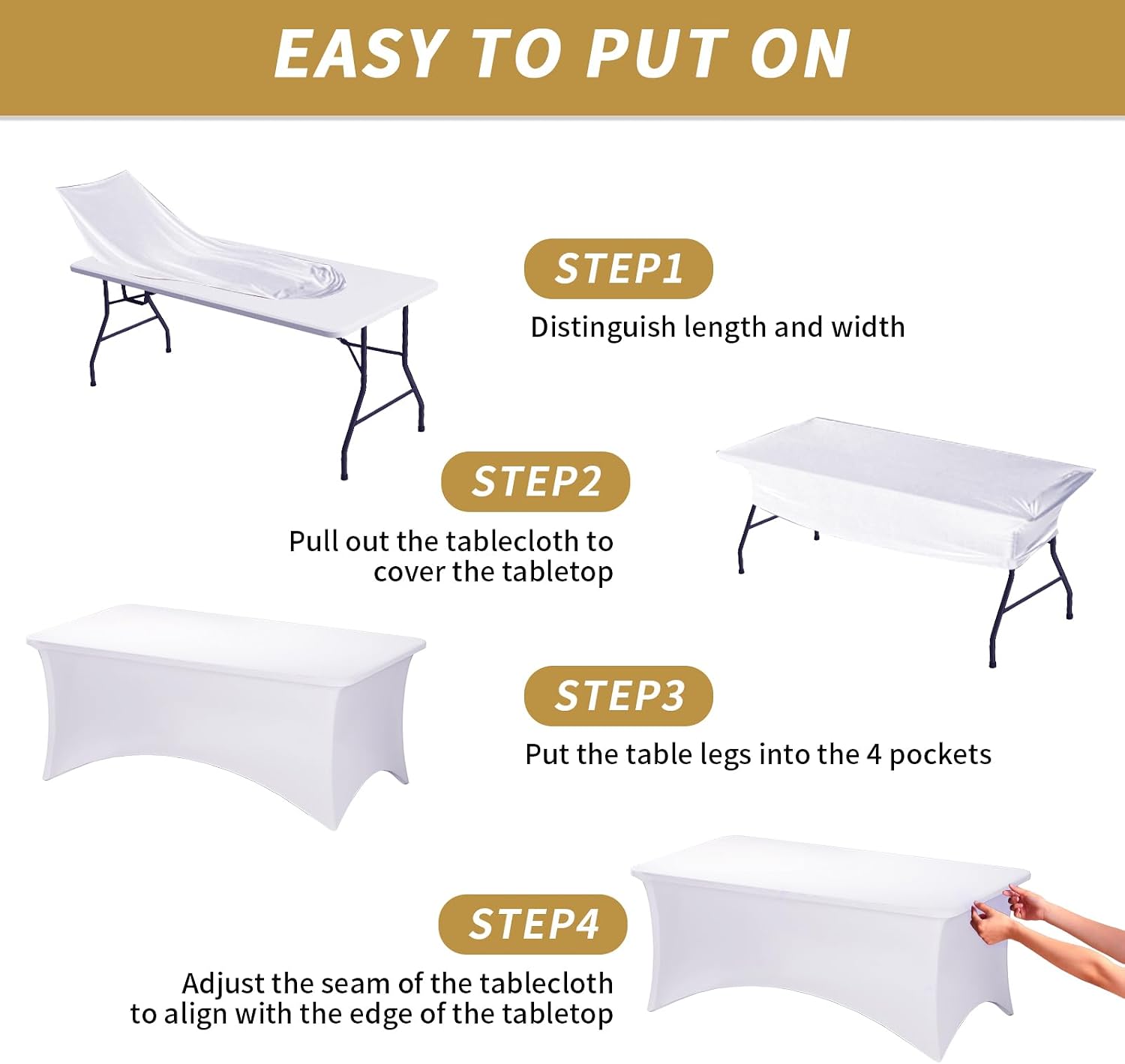 Thumbnail 3 de Fixwal 3-Pack White Table Cloths 6FT