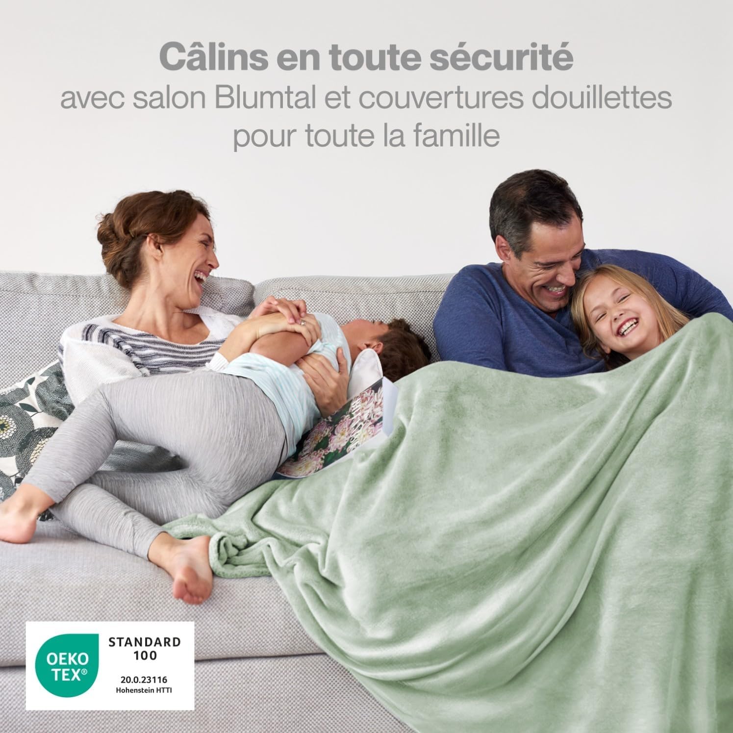 Thumbnail 1 de Blumtal Couverture Polaire Grand Plaid 220x240 cm – certifiée Oeko-TEX®, Vert d'été